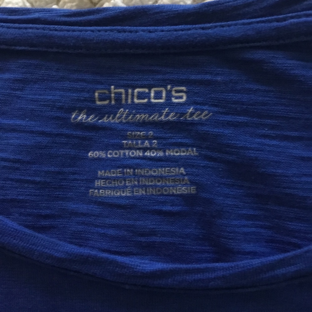 Chico s Long Sleeve ( adjustable to short sleeve) womans cobalt blue top